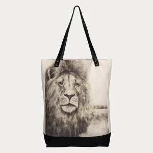 Majesty Lifestyle Bag featuring African lion artwork in a wildlife-inspired design.