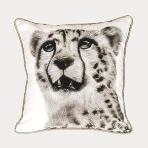 Prosper Wild Comfort Cushion featuring young cheetah portrait in wildlife art design.