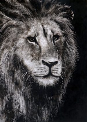 Ghost Lion - Original Smoke Art on Paper